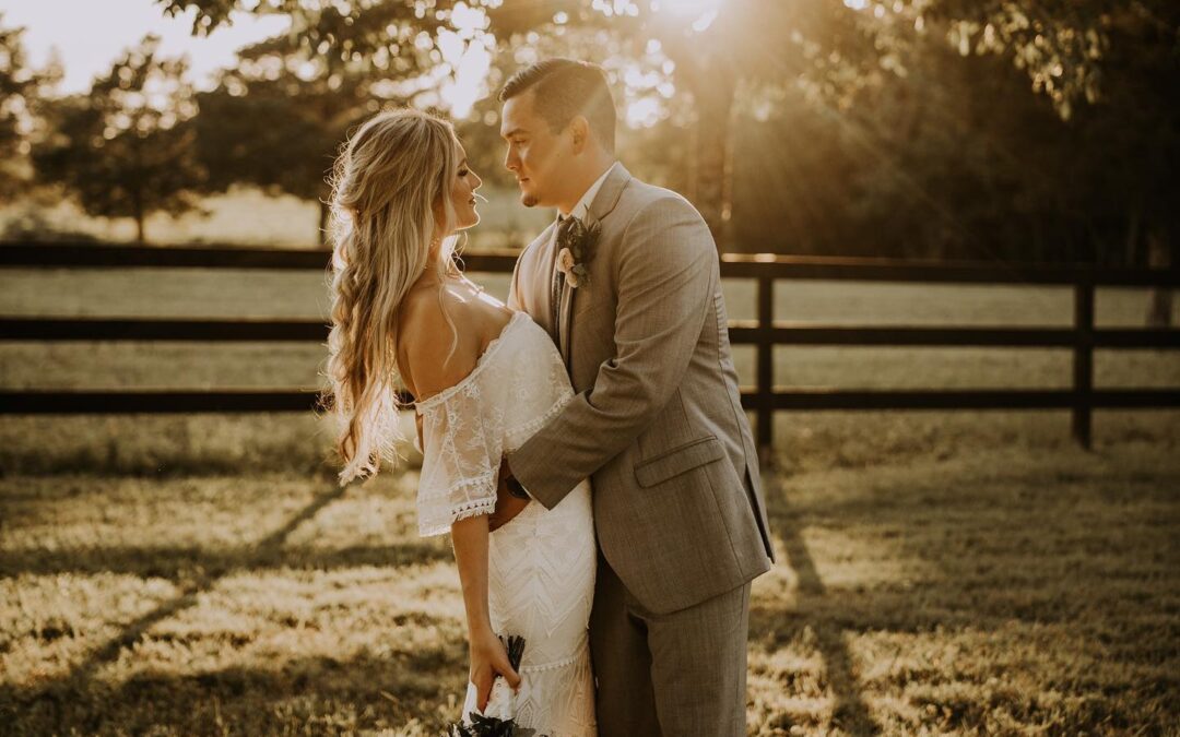 Houston area wedding venue sunset hugs