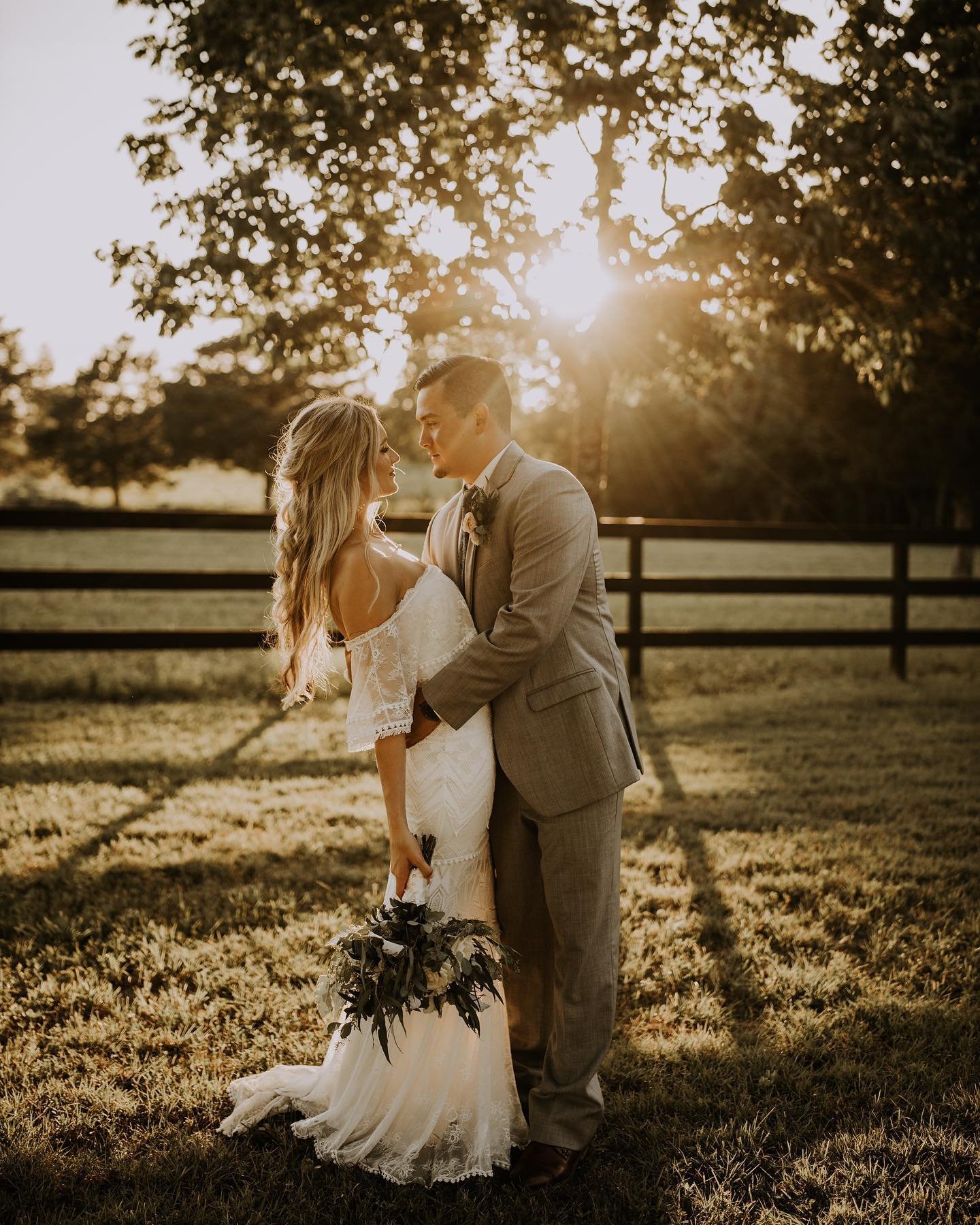 Houston area wedding venue sunset hugs